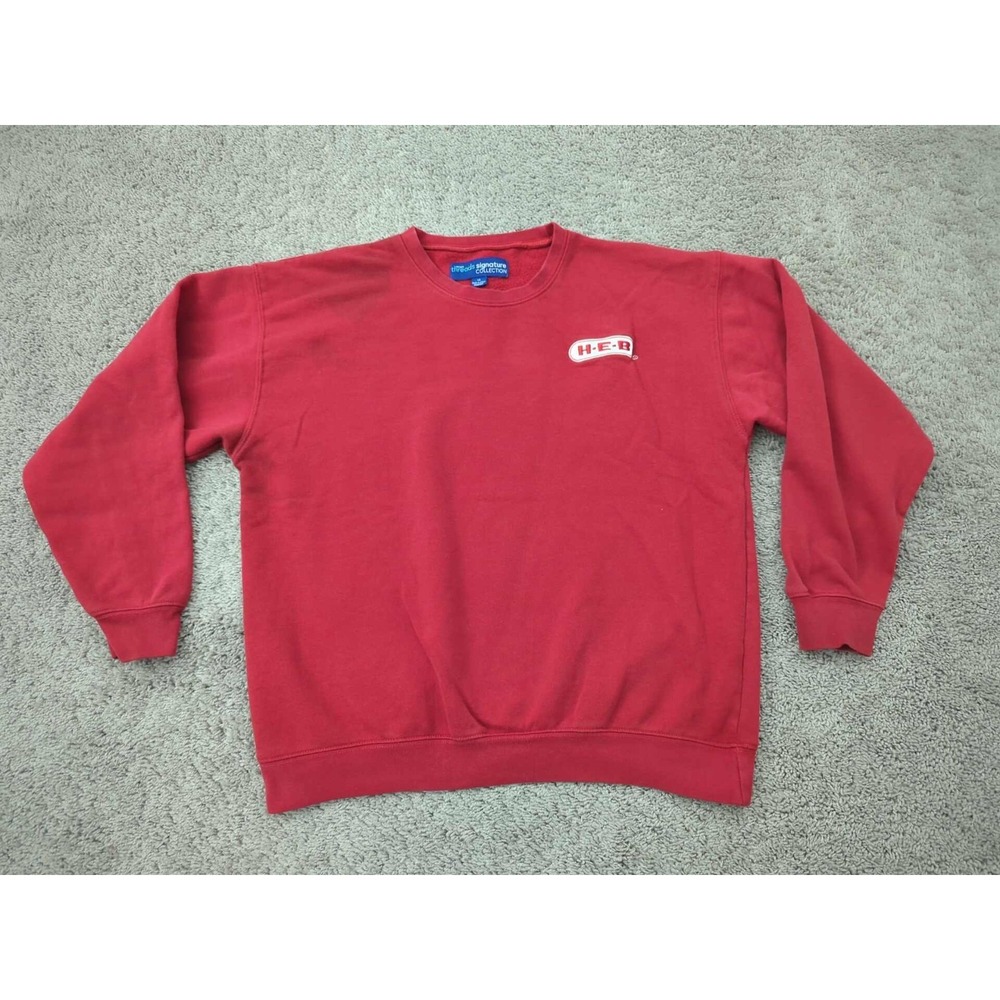 HEB Grocery Pullover Sweatshirt Mens L‎ Threads Signature Red Employee Uniform